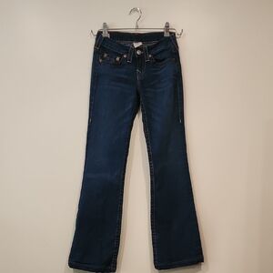 Blue‎ Flare Wide Leg Jeans with Mid Rise Waistband